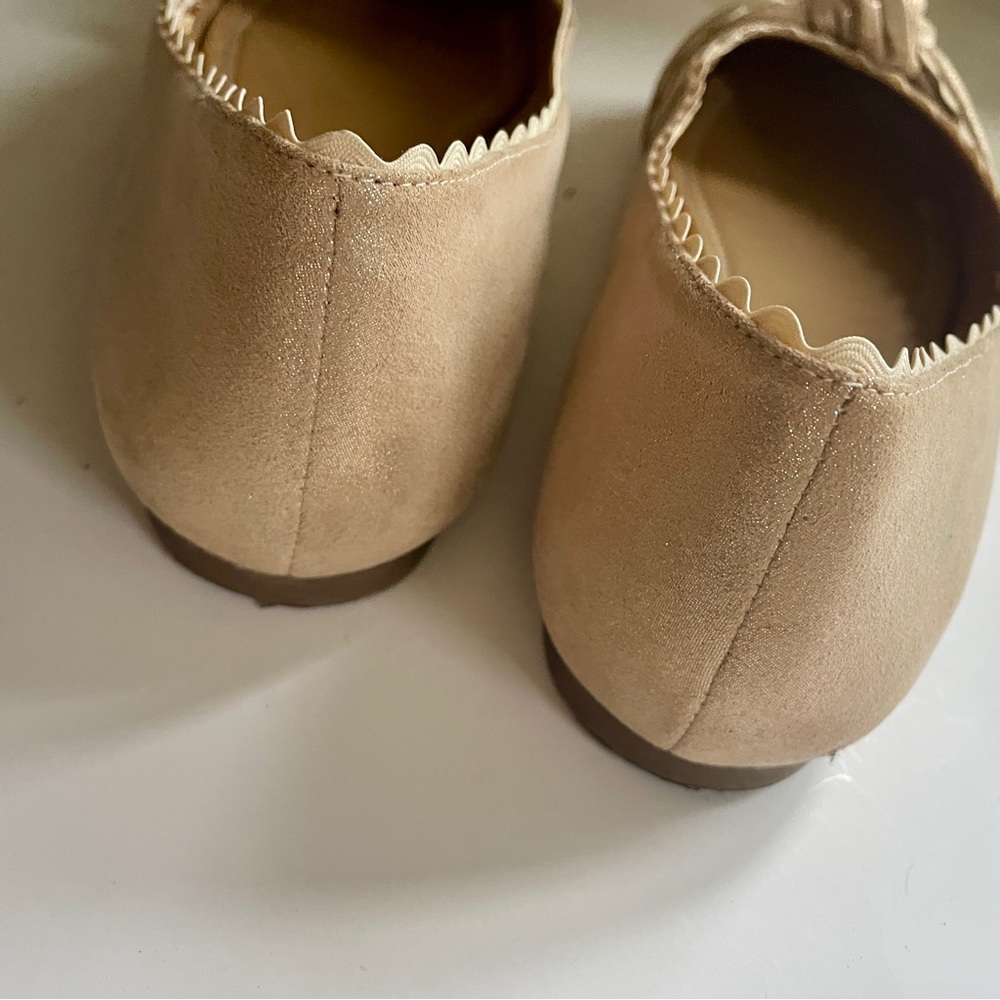 Jack Rogers Gold Nude Tan Knot Bow Ballet Flats Scalloped Edge 8.5 Balletcore - Picture 7 of 10